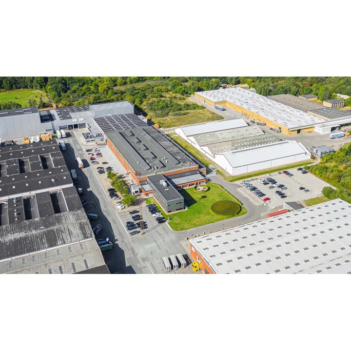 Aerial view of Alumeco headquarters in Odense, Denmark